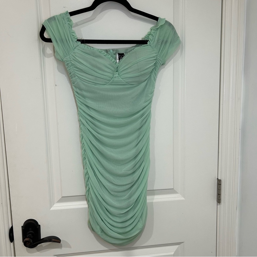 Windsor Mint Green Ruched Mini Dress
